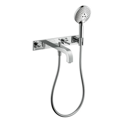 Hansgrohe Axor Citterio Baterie cada dus cu 3 gauri cu placa, montaj pe perete, manere drepte