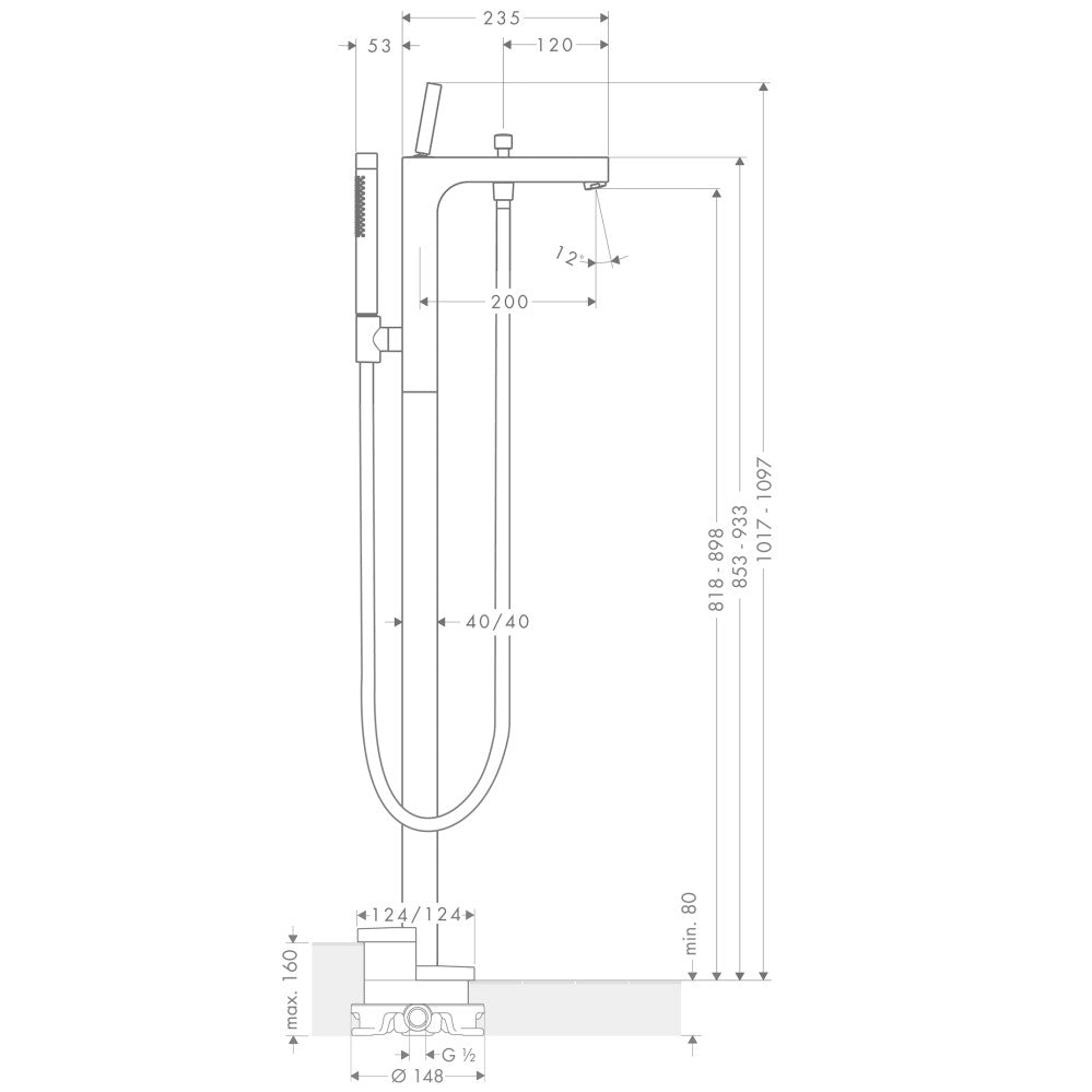 Hansgrohe Axor Citterio Baterie cada freestanding