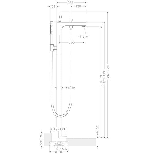 Hansgrohe Axor Citterio Baterie cada freestanding