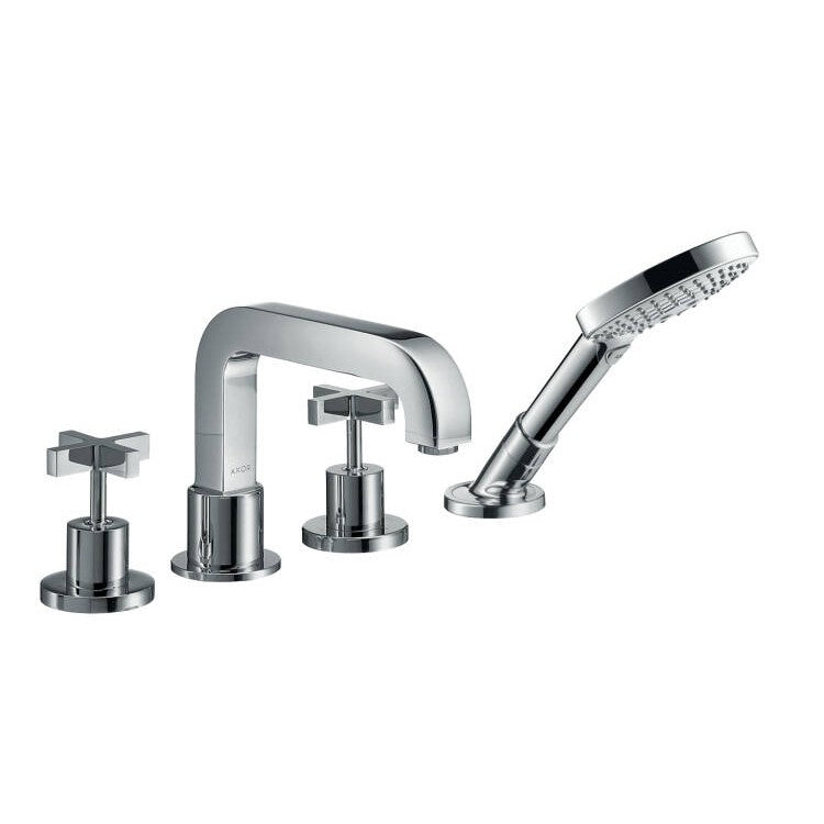 Hansgrohe Axor Citterio Baterie cada dus cu 4 gauri, montaj langa cada, manere cruce