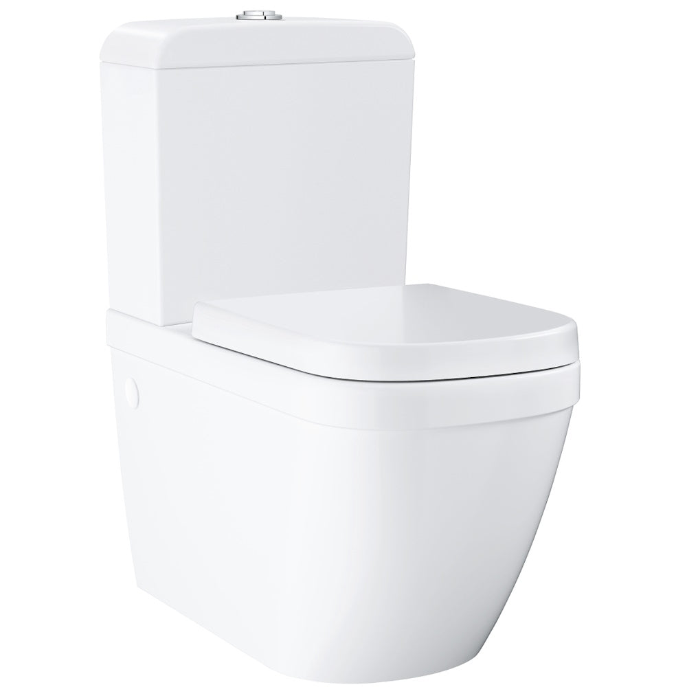 Set Vas WC pe pardoseala cu rezervor aparent si capac soft close Grohe Euro Ceramic Rimless 38x68 cm evacuare orizontala