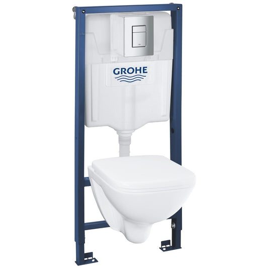 Set Vas WC suspendat cu rezervor incastrat, clapeta si capac Grohe Solido Square 37x53 cm evacuare orizontala