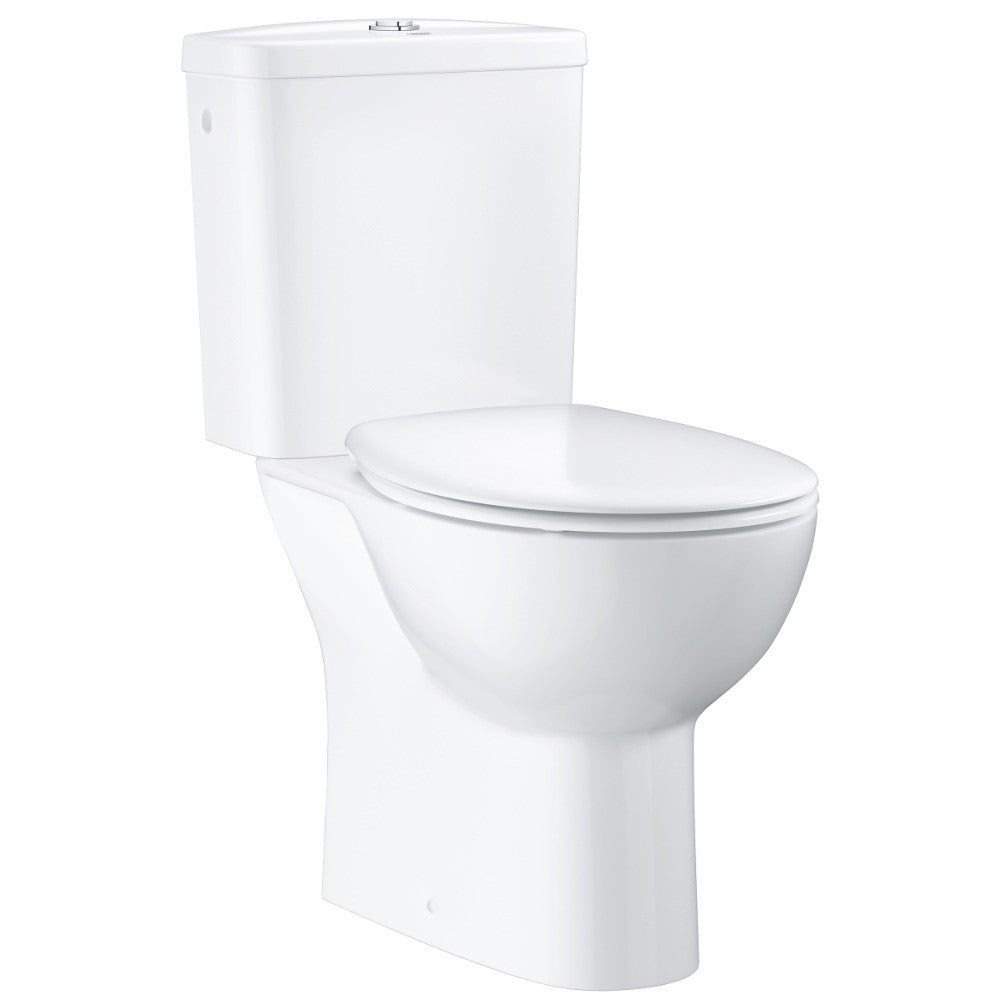 Set Vas WC pe pardoseala cu rezervor aparent si capac soft close Grohe Bau Ceramic Rimless 36x62 cm evacuare orizontala