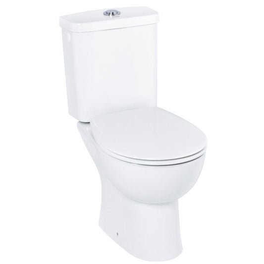 Set Vas WC pe pardoseala cu rezervor aparent si capac soft close Grohe Bau Ceramic Rimless 36x62 cm evacuare orizontala