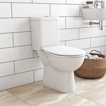 Set Vas WC pe pardoseala cu rezervor aparent si capac soft close Grohe Bau Ceramic Rimless 36x62 cm evacuare orizontala