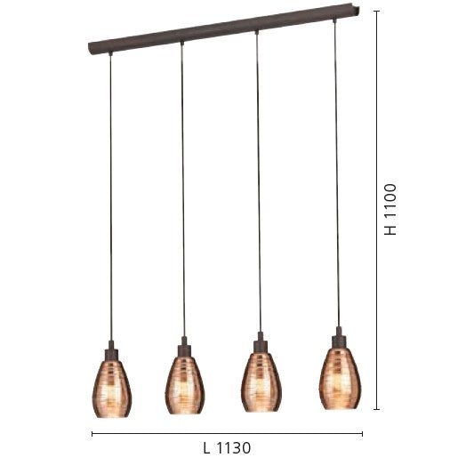 Eglo Siracusa Pendul 4x60W, cupru