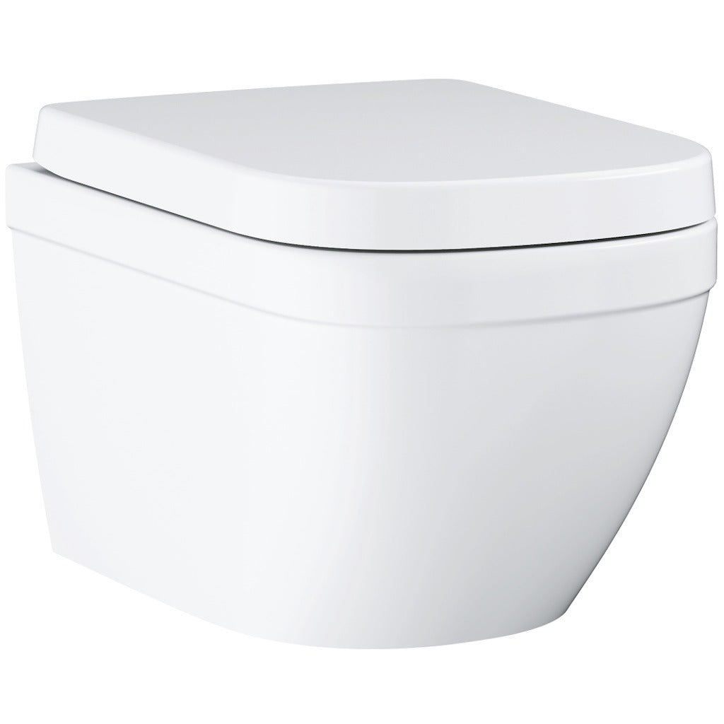 Set Vas WC suspendat cu capac soft-close Grohe Euro Ceramic Rimless 37x54 cm cu evacuare orizontala