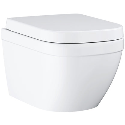 Set Vas WC suspendat cu capac soft-close Grohe Euro Ceramic Rimless 37x54 cm cu evacuare orizontala
