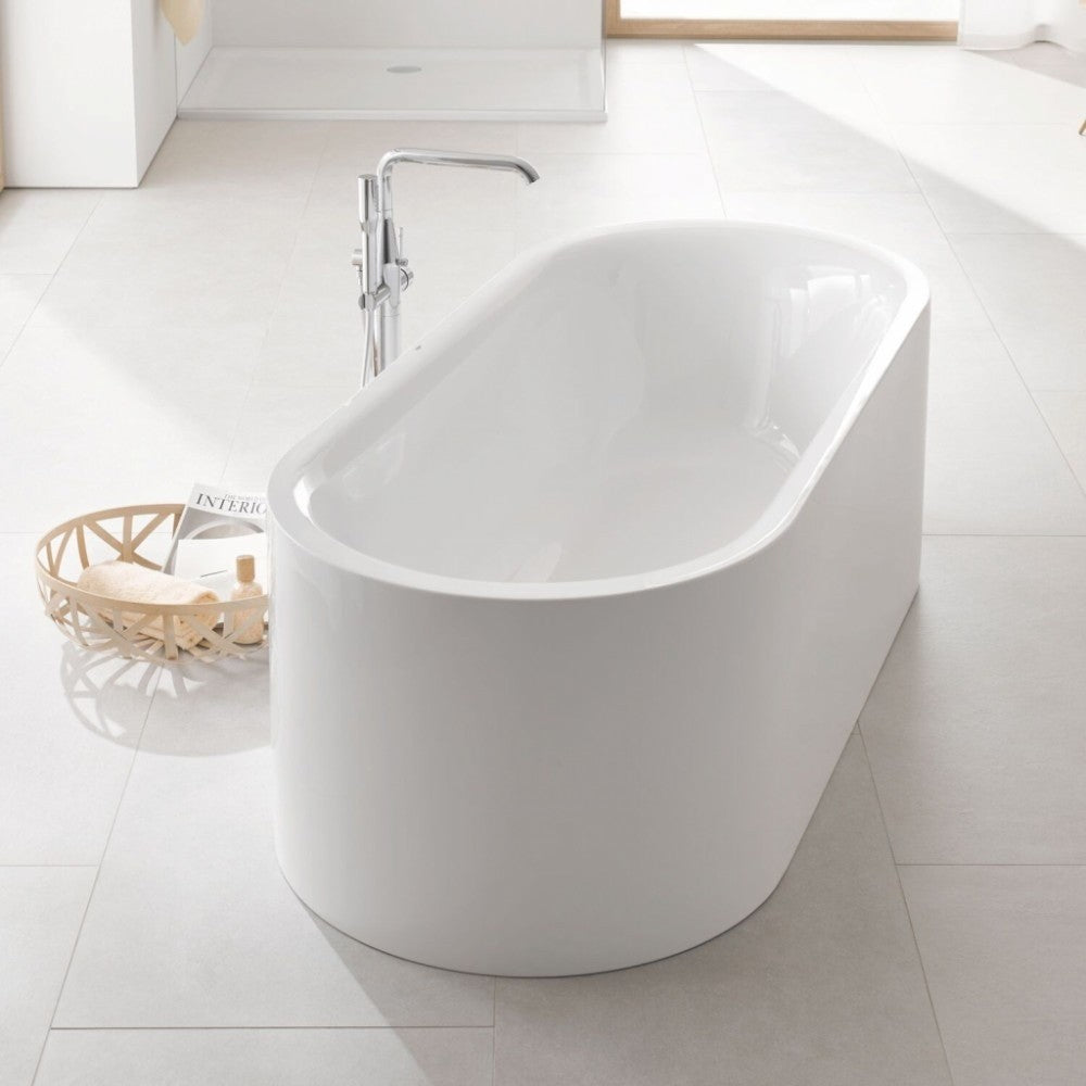 Cada freestanding ovala Grohe Essence otel emailat 180x80 cm, fara preaplin
