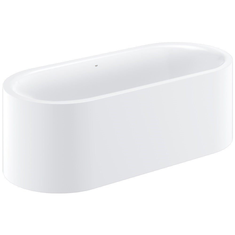 Cada freestanding ovala Grohe Essence otel emailat 180x80 cm, cu preaplin