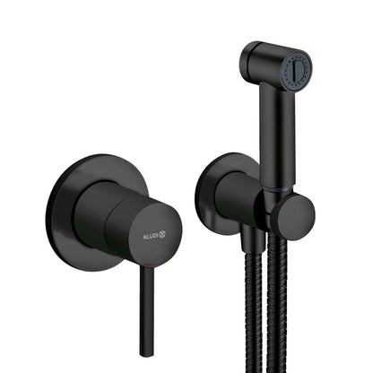 Kludi Bozz Set dus igienic cu baterie incastrata, furtun si suport, negru