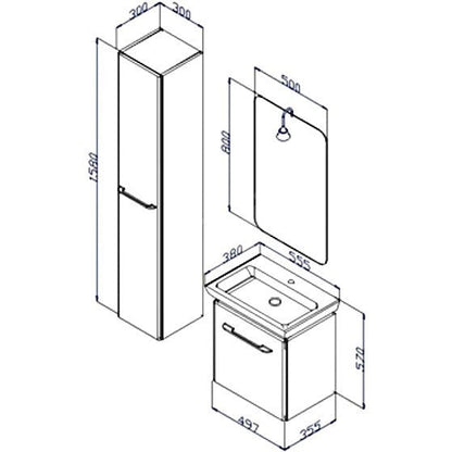 Set Promo mobilier baie (masca cu 1 sertar si lavoar) Arthema Porto 55 cm, alb lucios