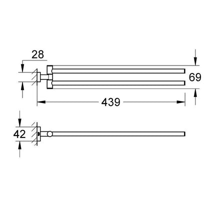 Grohe Essentials Cube Suport prosop baie tip bara cu brate mobile