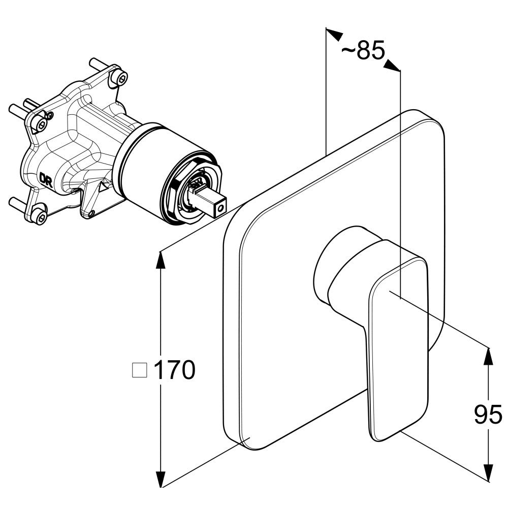 Kludi Pure&Style Baterie dus monocomanda incastrata, negru mat