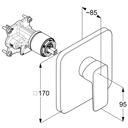 Kludi Pure&Style Baterie dus monocomanda incastrata, negru mat