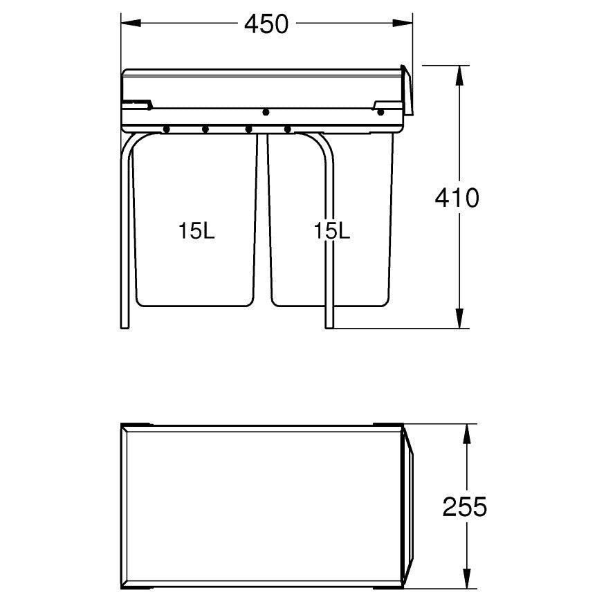 Grohe Blue Sistem de separare a gunoiului 2x15 litri, 45x26 cm