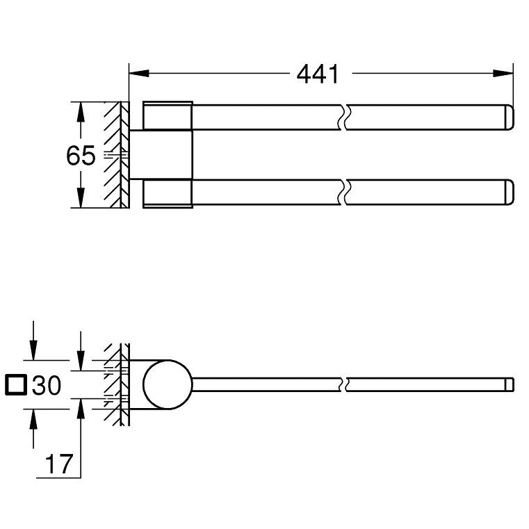 Grohe Selection Suport prosop baie tip bara dubla 40 cm, crom