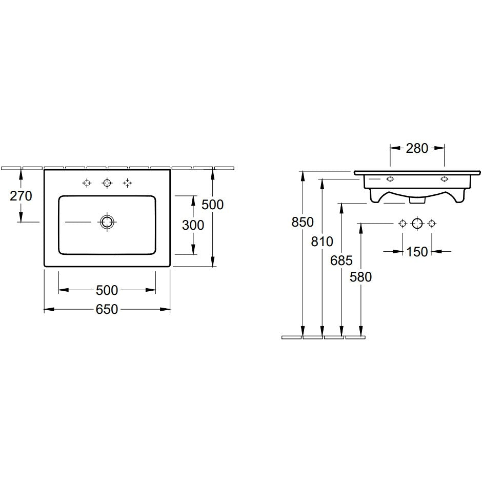 Lavoar baie suspendat Villeroy & Boch Venticello Vanity 65x50 cm
