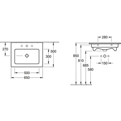 Lavoar baie suspendat Villeroy & Boch Venticello Vanity 65x50 cm