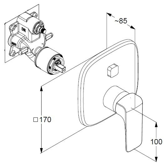 Kludi Ameo Baterie dus monocomanda incastrata