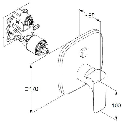 Kludi Ameo Baterie dus monocomanda incastrata