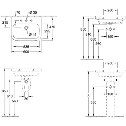 Lavoar baie suspendat Villeroy & Boch Architectura 60x47 cm