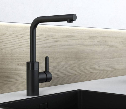 Kludi E-Go Baterie chiuveta bucatarie monocomanda electronica H34 cm, alimentare baterie 6V, negru mat