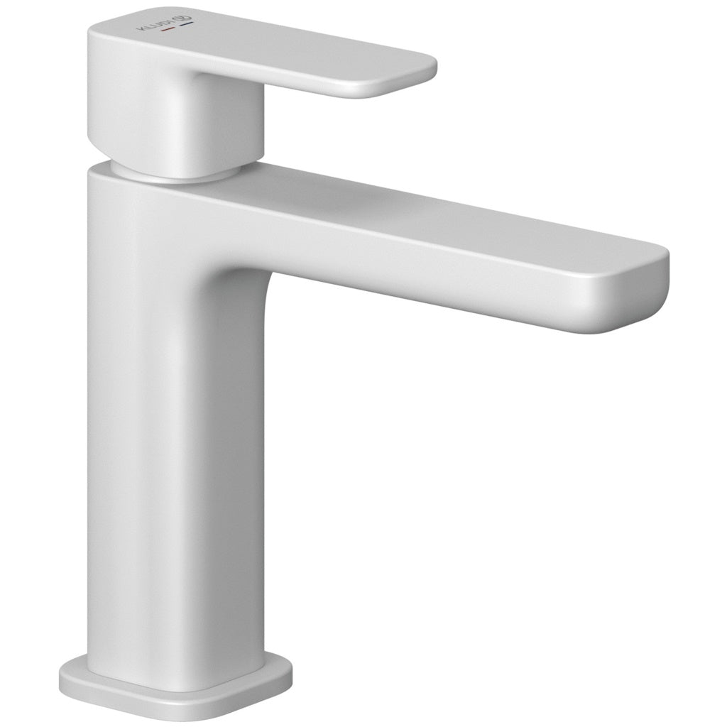 Baterie lavoar Kludi Renon cu ventil click-clack, H16 cm, alb mat