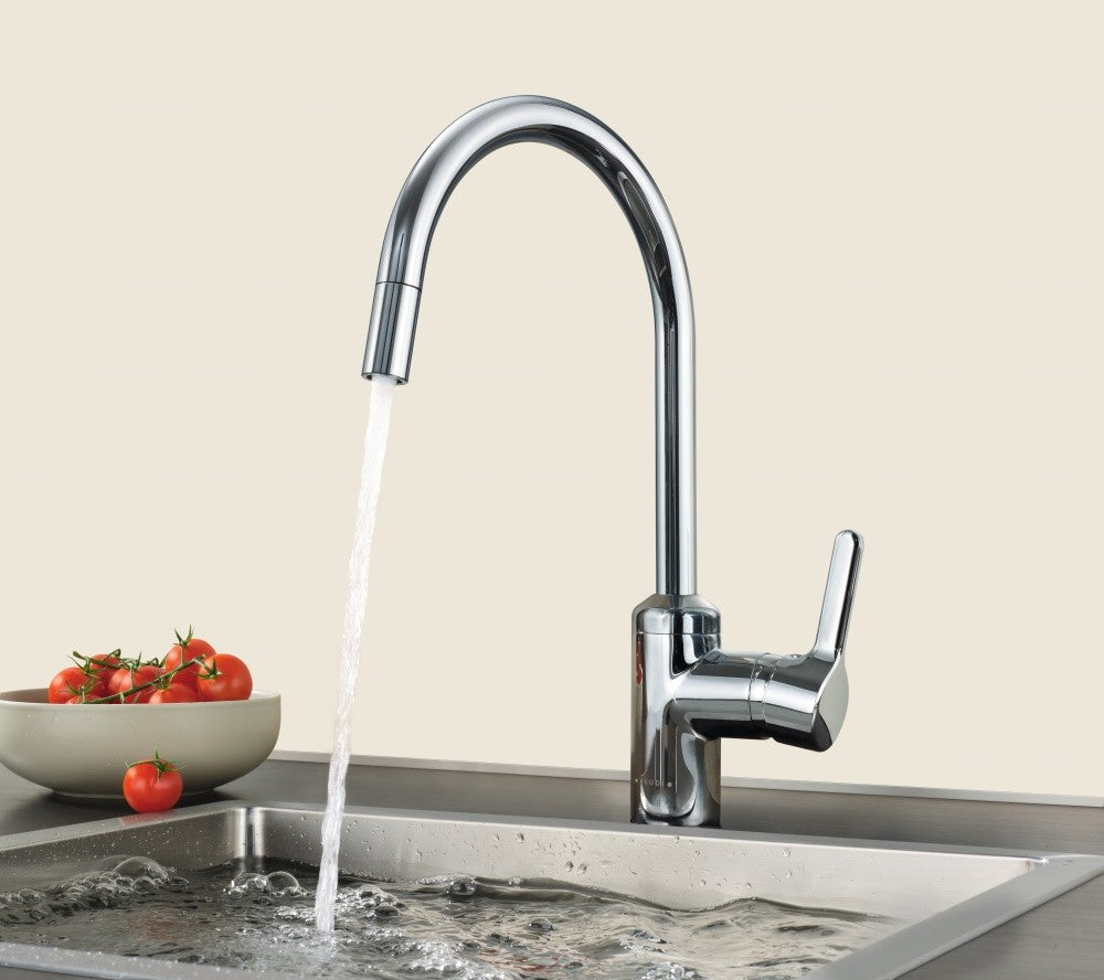 Kludi Bingo Star Baterie chiuveta bucatarie monocomanda cu dus extractibil, aspect inox H37 cm