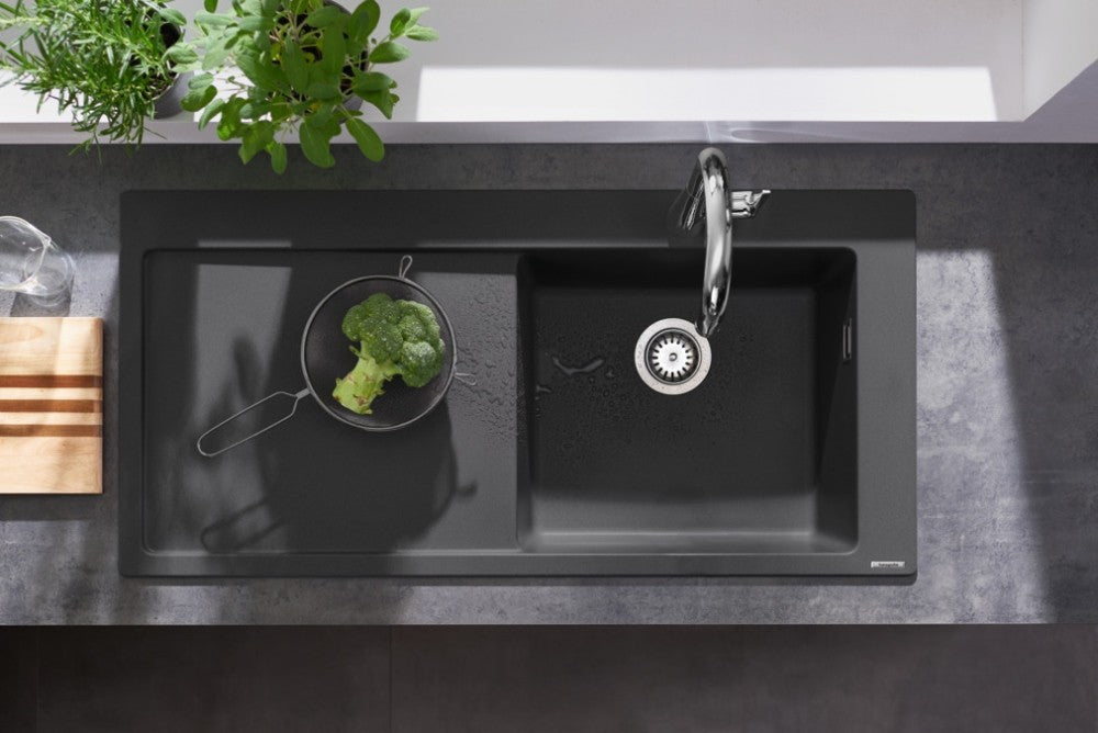 Hansgrohe S514-F450 Chiuveta bucatarie granit 105x41 cm varianta stanga, gri deschis (concrete grey)