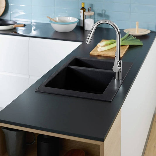 Hansgrohe S510-F635 Chiuveta bucatarie granit 77x41 cm, negru (graphite black)