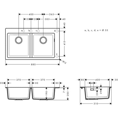 Hansgrohe S510-F770 Chiuveta bucatarie granit 88x41 cm, negru (graphite black)