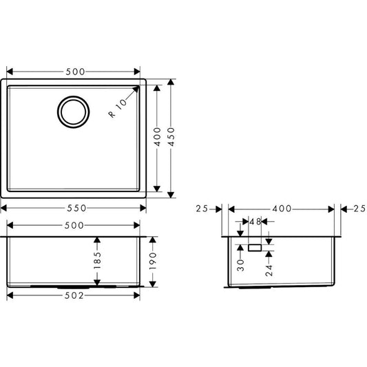 Hansgrohe S719-U500 Chiuveta bucatarie inox 55x45 cm