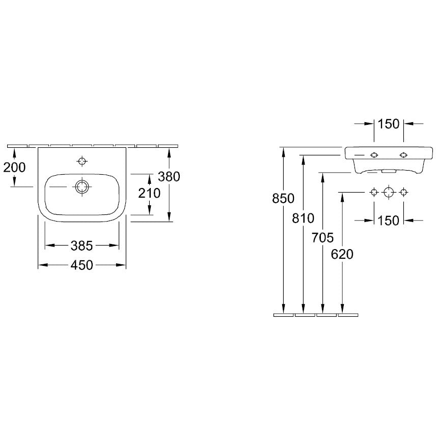 Chiuveta baie suspendata Villeroy & Boch Architectura 45x38 cm