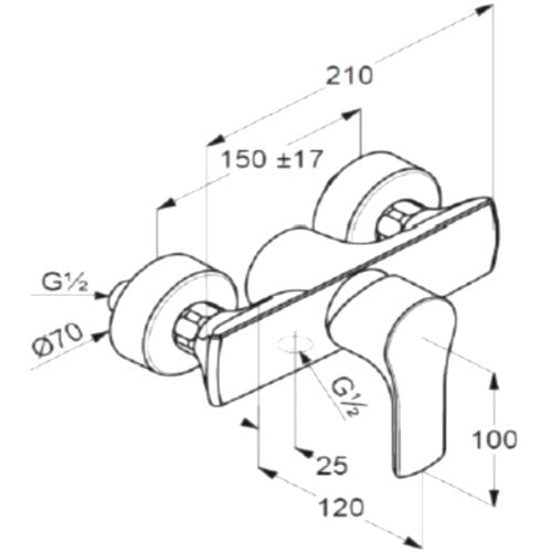 Kludi Life Baterie dus monocomanda, crom