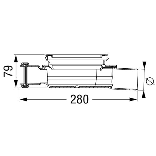 Corp sifon de pardoseala de trecere Kessel Ultraflat System 125 cu flansa de hidroizolatie, DN 50