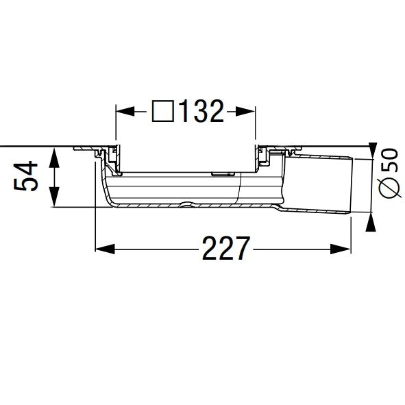 Corp sifon de pardoseala Kessel Ultraflat System 125 cu flansa de hidroizolatie, DN 50