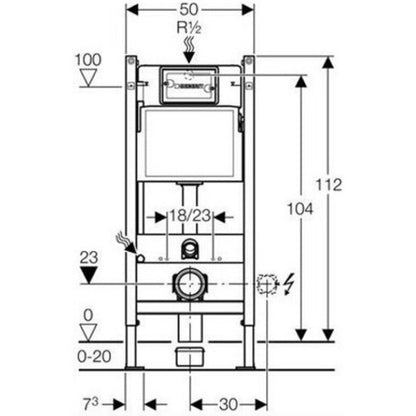 Set promo Vas WC suspendat cu rezervor incastrat, clapeta si capac Geberit Smyle Square Rimfree 36x54 cm, evacuare orizontala