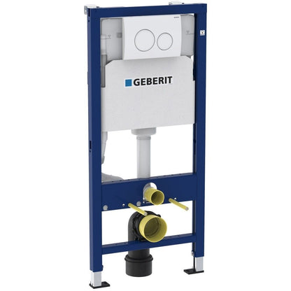 Set Promo Vas WC suspendat cu rezervor incastrat, clapeta de actionare alba, capac soft close, Geberit Delta si Fluminia Minerva 36x53 cm