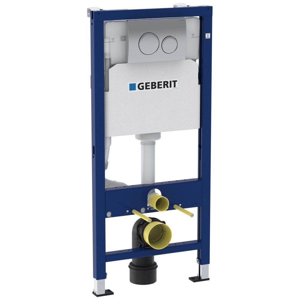 Set Promo Vas WC suspendat cu rezervor incastrat, clapeta de actionare alba, capac soft close, Geberit Delta si Selnova Round Rimfree 36x53 cm