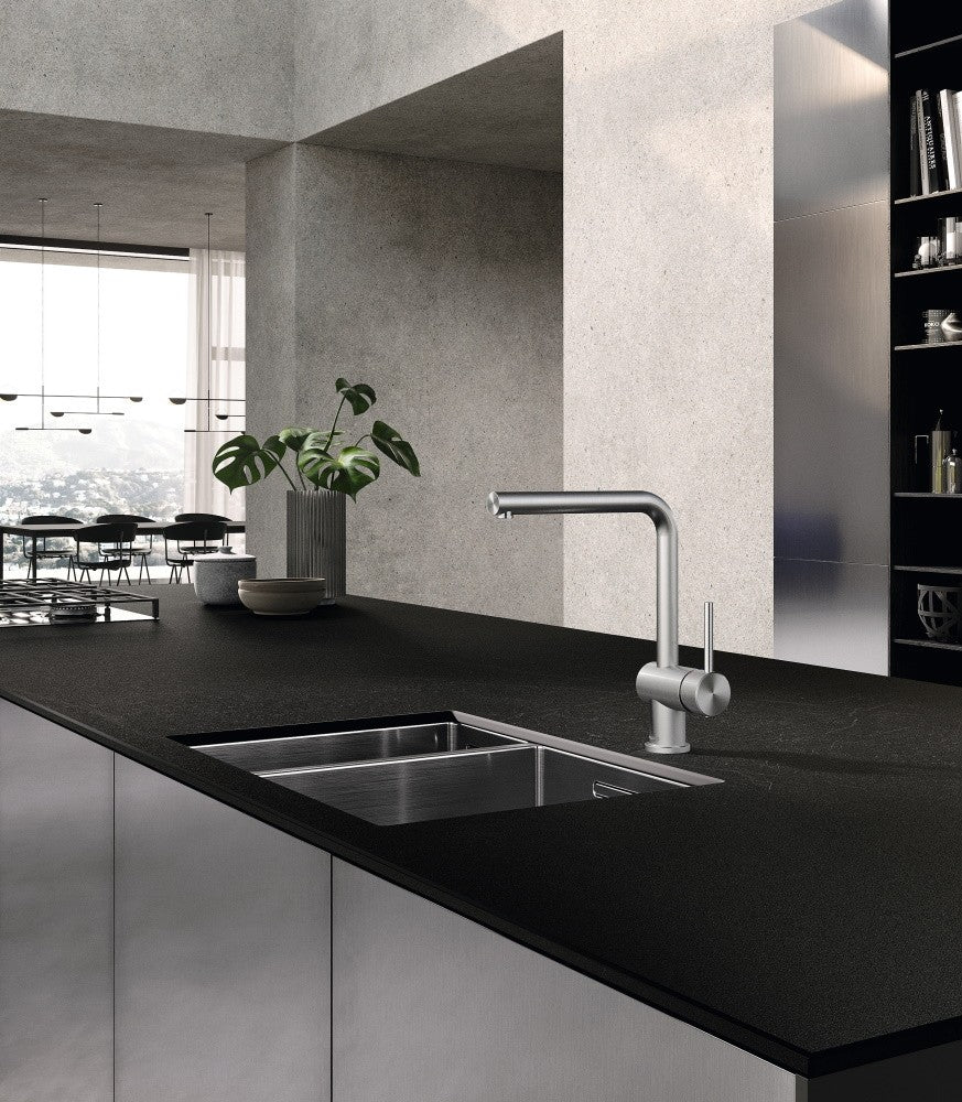 Kludi Steel L Baterie chiuveta bucatarie monocomanda, crom mat