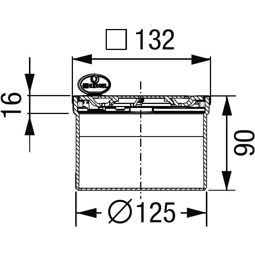 Piesa superioara cu capac din inox Kessel Oval System 125 12 cm