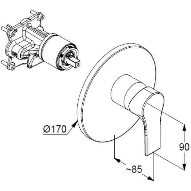Kludi Zenta SL Baterie dus monocomanda cu montaj incastrat