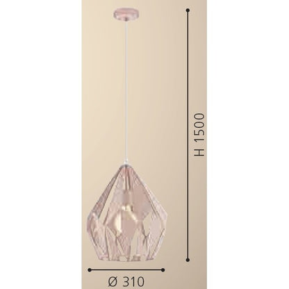 Eglo Carlton-P Pendul 1x60W, roz deschis mat (pastel apricot)