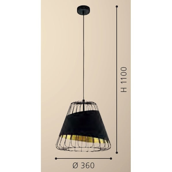 Eglo Austell Pendul 1x60W, Ø36 cm, negru