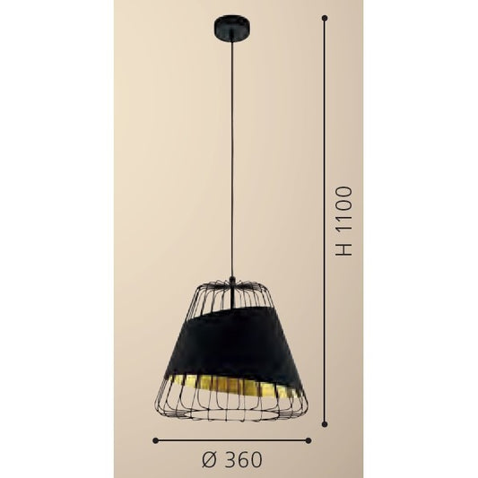 Eglo Austell Pendul 1x60W, Ø36 cm, negru