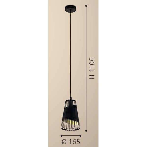 Eglo Austell Pendul 1x60W, Ø16 cm, negru