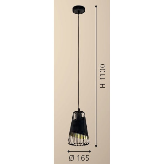 Eglo Austell Pendul 1x60W, Ø16 cm, negru