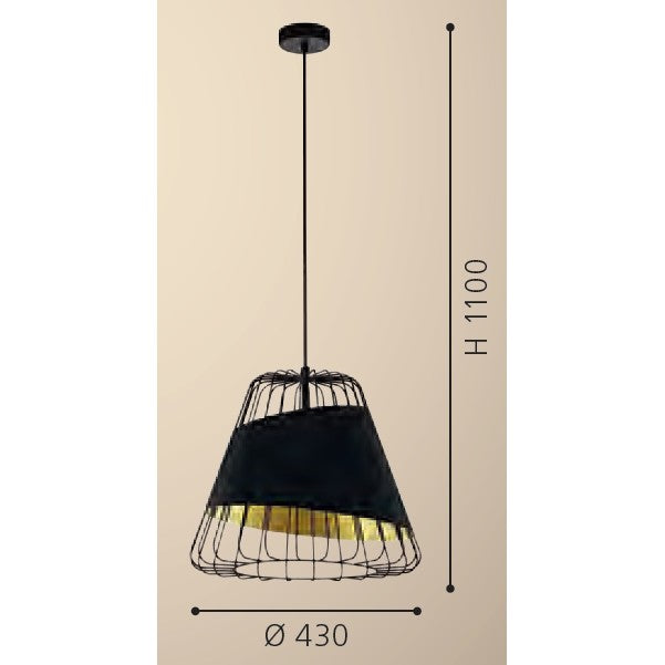 Eglo Austell Pendul 1x60W, Ø43 cm, negru