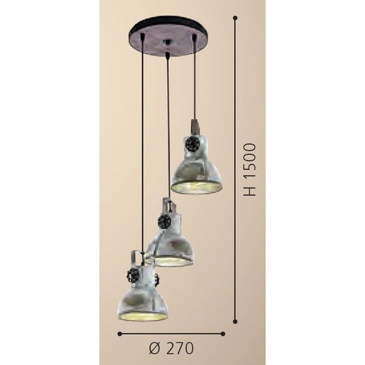 Eglo Barnstaple Pendul 3x40W, gri